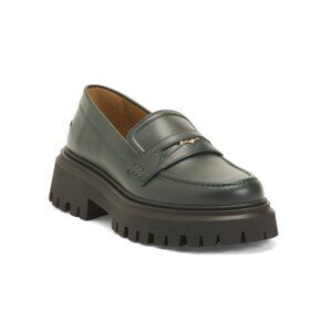 MAJE Vert Made In Portugal Leather Platform Loafers